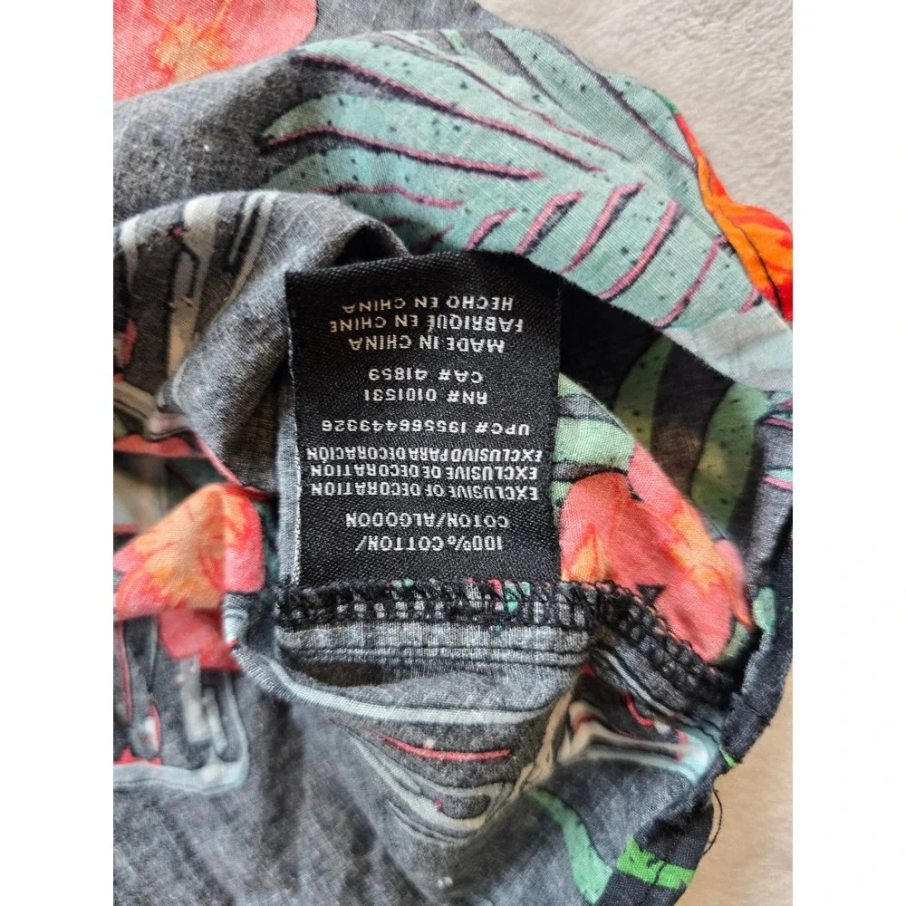 Coca-Cola Camp Shirt Mens Large Black Tropical Aloha Floral Button Vintage